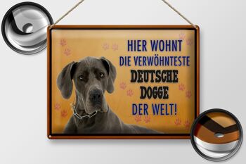 Plaque en étain indiquant 40x30cm Dog Here Lives Great Dane 2