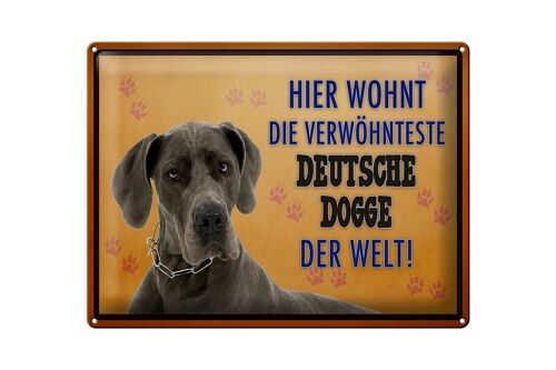 Blechschild Spruch 40x30cm Hund hier wohnt Deutsche Dogge