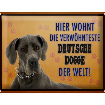 Blechschild Spruch 40x30cm Hund hier wohnt Deutsche Dogge