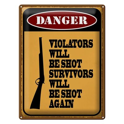 Cartel de chapa de 30 x 40 cm que dice que los infractores de peligro serán fusilados.