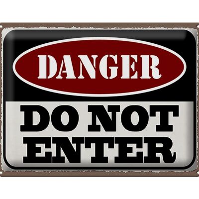 Metal sign saying 40x30cm Warning do not enter entry prohibited