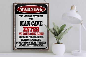 Panneau en étain indiquant 30x40cm, avertissement, grotte d'homme, entrez à vos risques 3