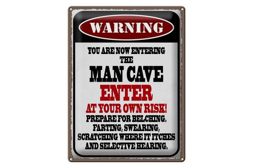 Blechschild Spruch 30x40cm warning man cave enter at your risk