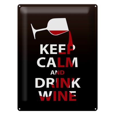 Cartel de chapa que dice 30x40cm Regalo Keep Calm and Drink Wine