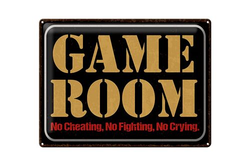 Blechschild Spruch 40x30cm Game room no cheating no fighting