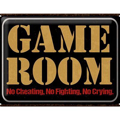 Blechschild Spruch 40x30cm Game room no cheating no fighting