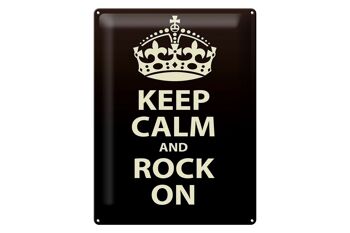 Panneau en étain disant 30x40cm Keep Calm and rock on gift 1