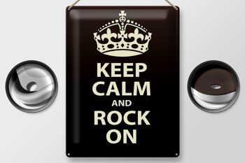 Panneau en étain disant 30x40cm Keep Calm and rock on gift 2