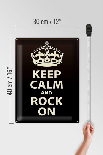 Panneau en étain disant 30x40cm Keep Calm and rock on gift 4