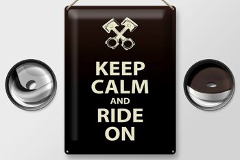 Panneau en étain disant 30x40cm Keep calm and ride on 2