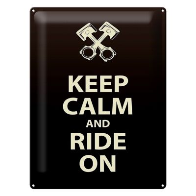 Panneau en étain disant 30x40cm Keep calm and ride on