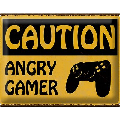 Blechschild Spruch 40x30cm caution angry gamer Vorsicht wütender