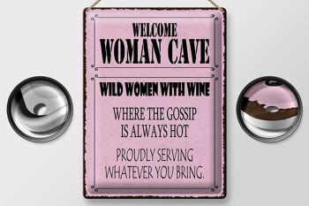 Panneau en étain disant 30x40cm bienvenue femme grotte femmes sauvages vin 2