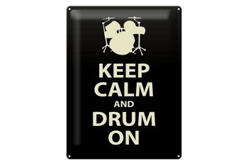 Panneau en étain disant 30x40cm Keep calm and drum on gift 1