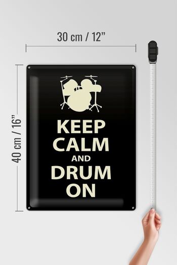 Panneau en étain disant 30x40cm Keep calm and drum on gift 4