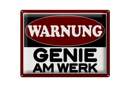 Blechschild Hinweis 40x30cm Warnung Genie am Werk