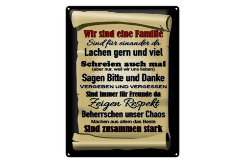 Blechschild Spruch 30x40cm wir sind eine Familie zusammen