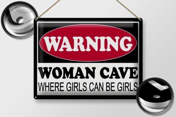Plaque en étain 40x30cm, avertissement, grotte de femme où les filles 2