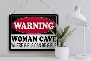 Plaque en étain 40x30cm, avertissement, grotte de femme où les filles 3