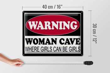 Plaque en étain 40x30cm, avertissement, grotte de femme où les filles 4