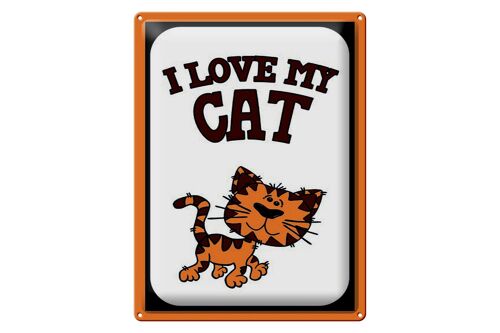 Blechschild Spruch 30x40cm Katze i love my Cat