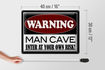 Panneau en étain 40x30cm, avertissement Man Cave, entrez chez vous 4