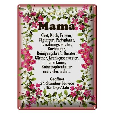 Panneau en étain disant 30x40cm Mama Chef Cook Coiffeur Fleurs