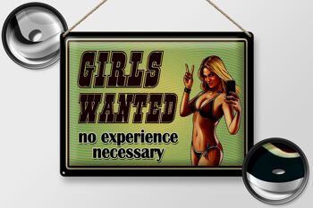 Plaque en tôle Pinup 40x30cm Girls wanted no experience 2