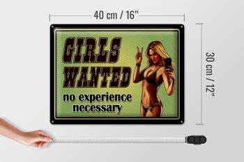 Plaque en tôle Pinup 40x30cm Girls wanted no experience 4