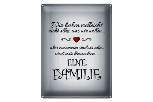 Blechschild Spruch 30x40cm Zusammen wir alles eine Familie