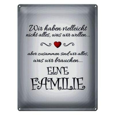 Blechschild Spruch 30x40cm Zusammen wir alles eine Familie