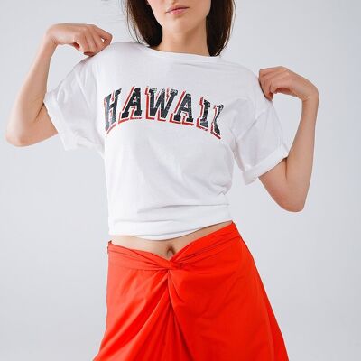 Washed Effect Hawaii T-Shirt In white