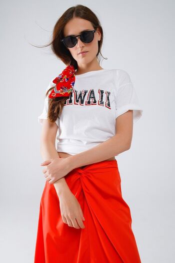 T-shirt Hawaii effet délavé - Blanc 4