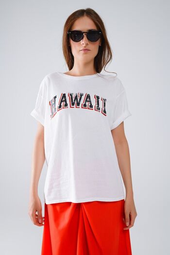 T-shirt Hawaii effet délavé - Blanc 5