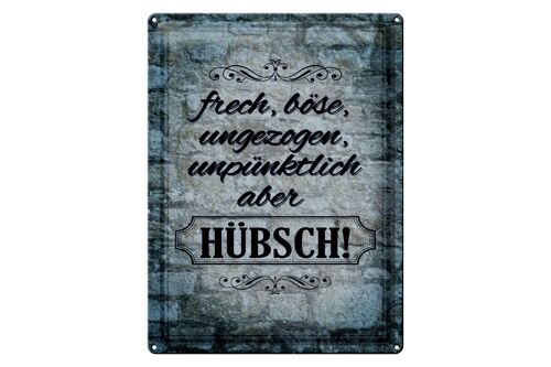 Blechschild Spruch 30x40cm frech böse ungezogen aber hübsch