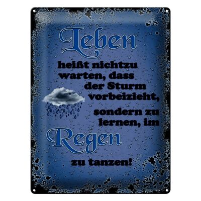 Blechschild Spruch 30x40cm Leben heißt nicht zu warten dass