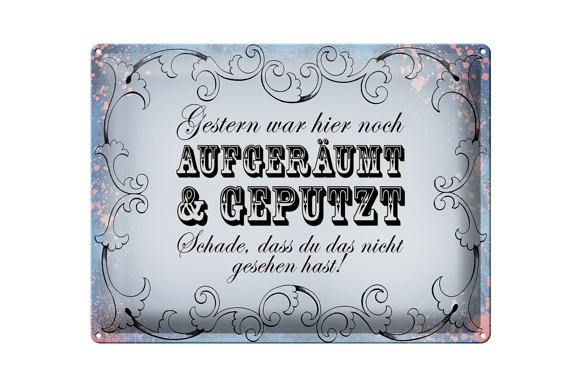 Targa in metallo con scritta 40x30 cm Pulito qui ieri