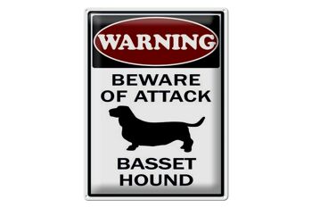 Panneau en tôle d'avertissement 30x40cm, méfiez-vous des attaques Basset Hound 1