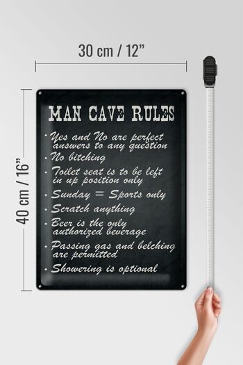 Panneau en étain disant 30x40cm, règles de la grotte de l'homme, règles des hommes 4