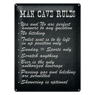 Blechschild Spruch 30x40cm man cave rules Männer Regeln