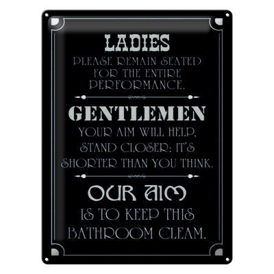 Targa in metallo con scritta 30x40 cm Ladies Gentlemen Bathroom
