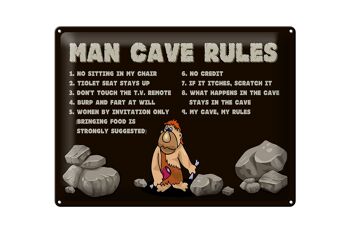Panneau en étain disant 40x30cm, règles de la grotte de l'homme, règles des hommes 1
