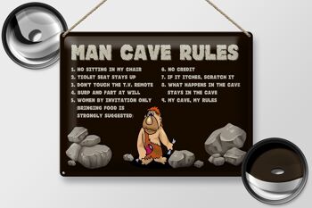 Panneau en étain disant 40x30cm, règles de la grotte de l'homme, règles des hommes 2