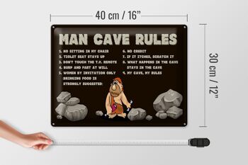 Panneau en étain disant 40x30cm, règles de la grotte de l'homme, règles des hommes 4