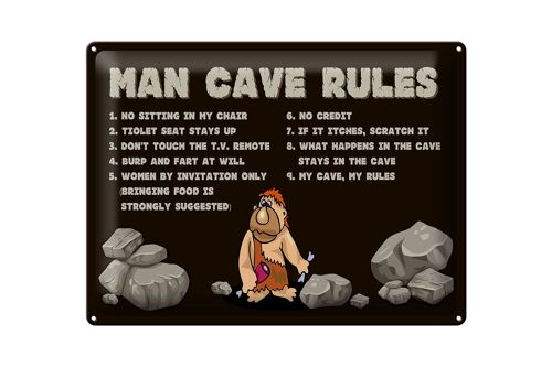 Blechschild Spruch 40x30cm man cave rules Männer Regeln