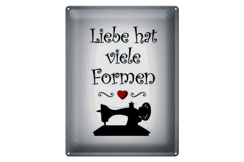 Blechschild Spruch 30x40cm Nähen Liebe hat viele Formen