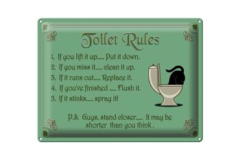 Panneau en étain indiquant les règles des toilettes si vous le soulevez, 40 x 30 cm. 1