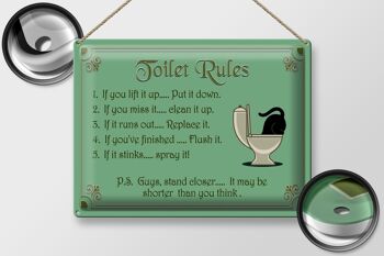 Panneau en étain indiquant les règles des toilettes si vous le soulevez, 40 x 30 cm. 2