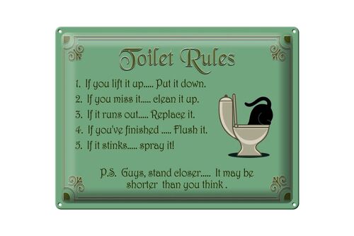 Blechschild Spruch 40x30cm Toilet Rules if you lift it up