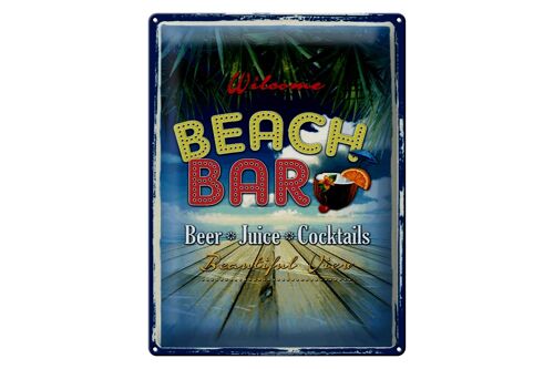Blechschild Spruch 30x40cm Wilcome Beach Bar Beer Juice